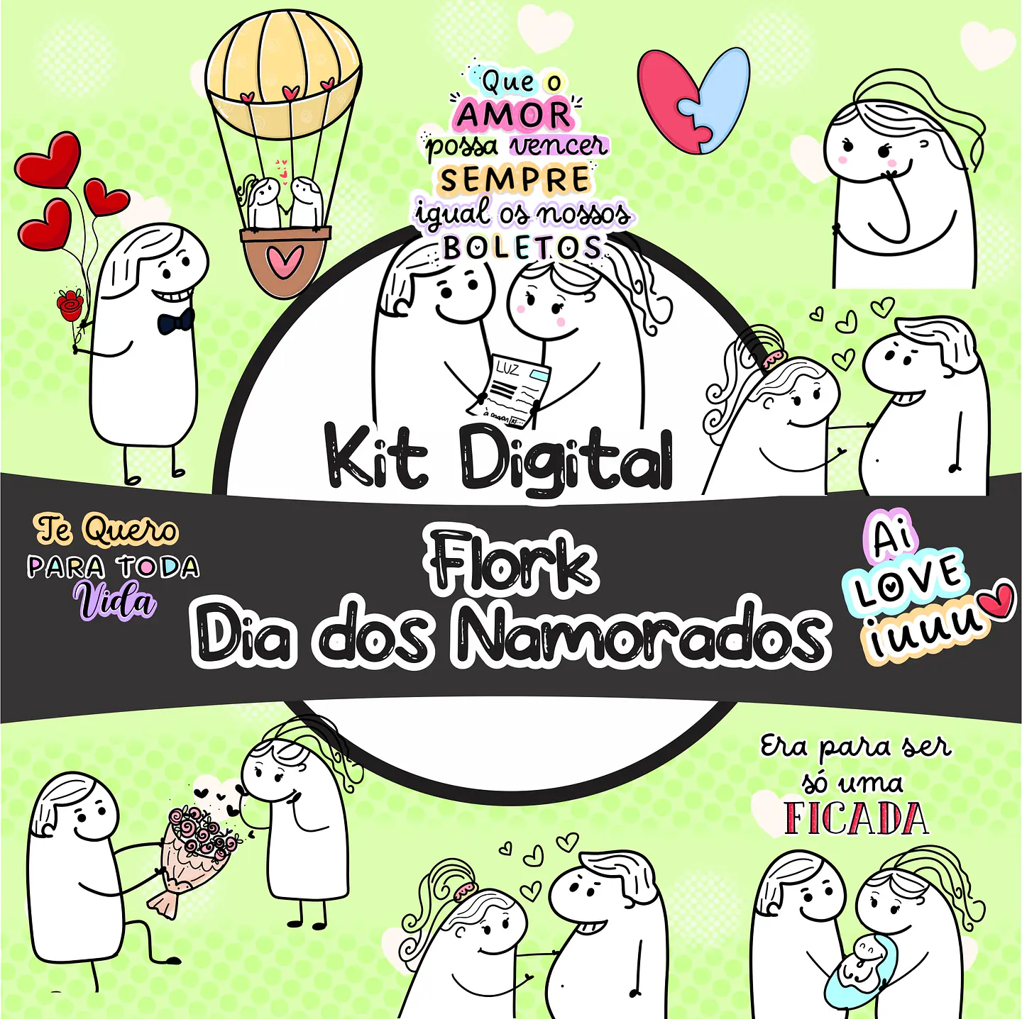 Kit Digital Flork Dia dos Namorados Arquivos Sublimação Png e Jpg 1
