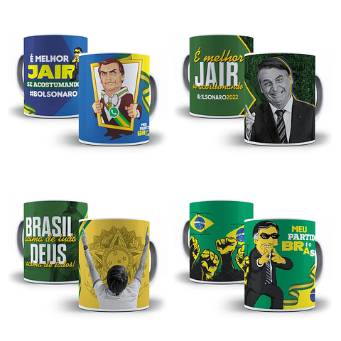 15 Artes Caneca Bolsonaro Arquivos Sublimação Png