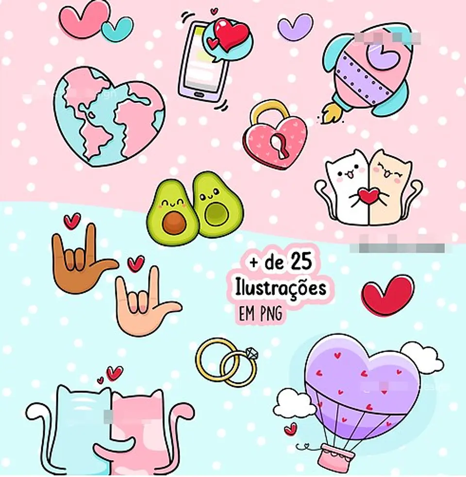 kit Digital Dia dos Namorados Completo Sem Fundo Png 3