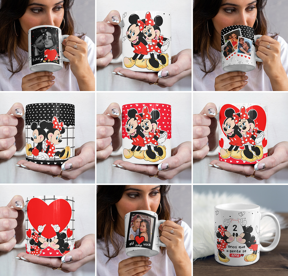 Kit Artes Caneca Camisa Namorados Mickey Love Arquivos Sublimação 1