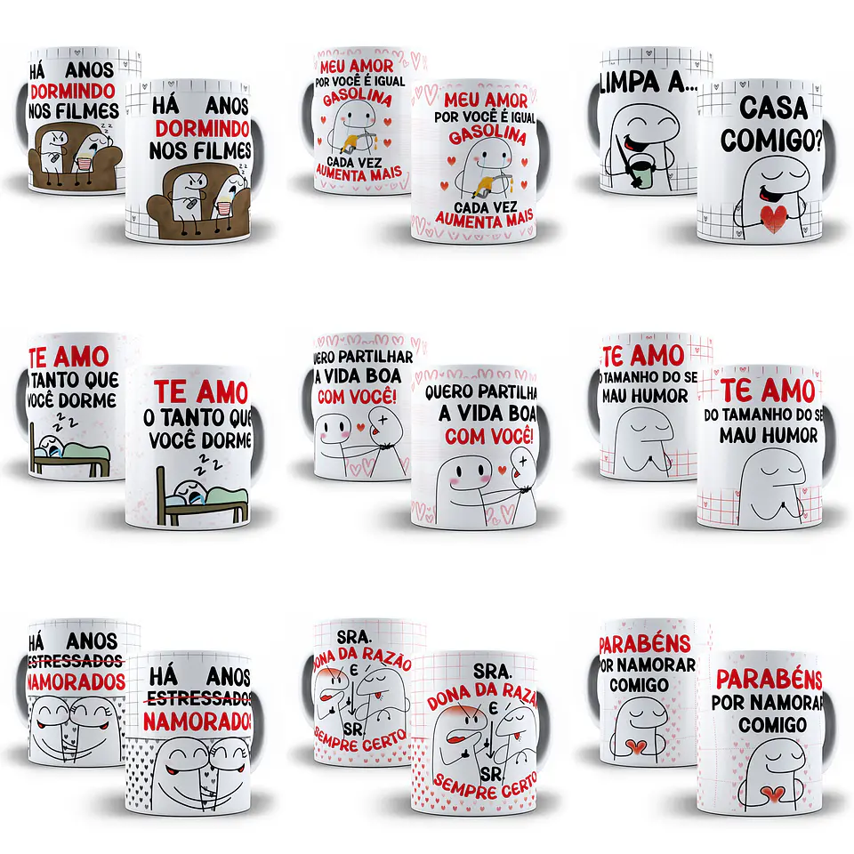 20 Artes Caneca Flork Dia dos Namorados Editável Corel Draw + Png 3