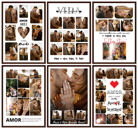 Arte Quadro Casal Namorados 30 Arquivos Editáveis em Canva