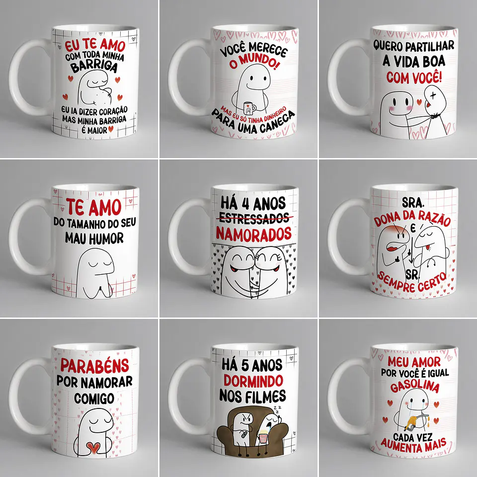 20 Artes Caneca Flork Dia dos Namorados Editável Corel Draw + Png 4