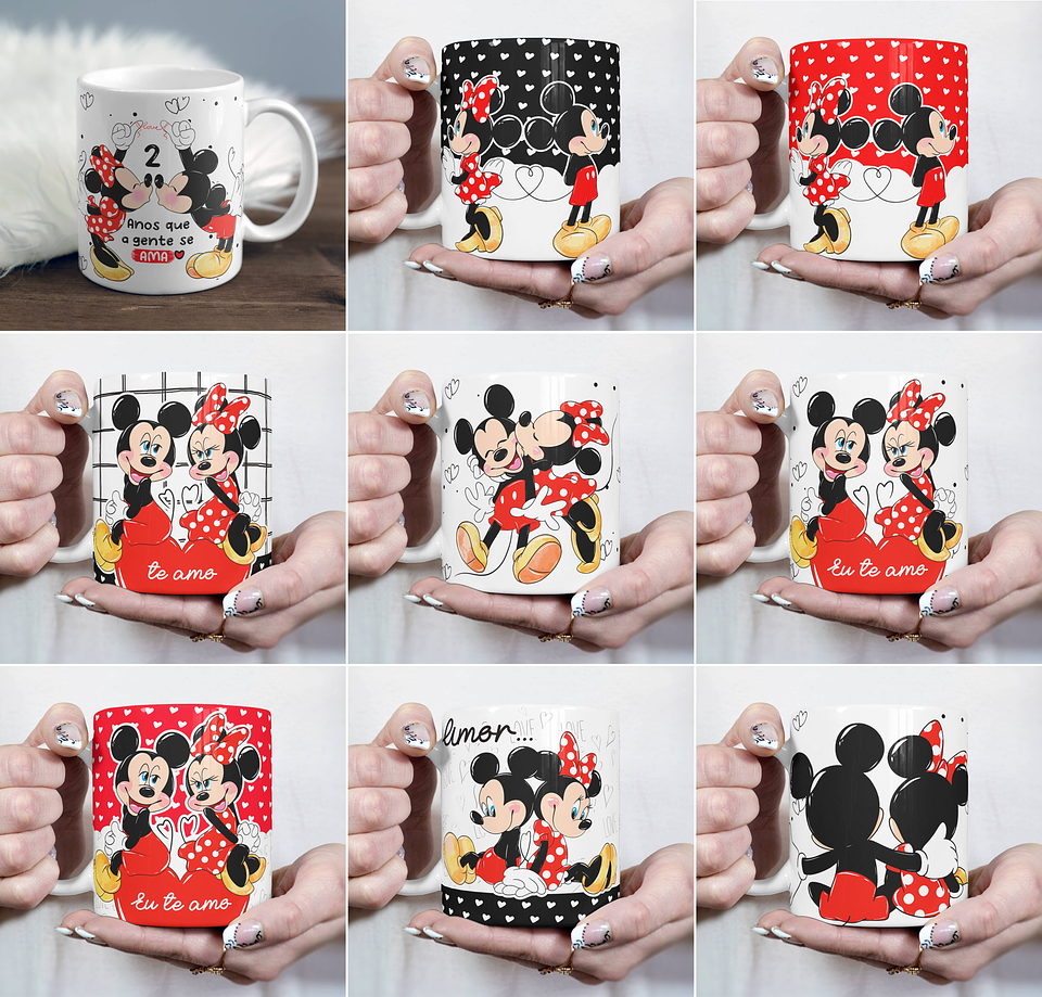 Kit Artes Caneca Camisa Namorados Mickey Love Arquivos Sublimação 4