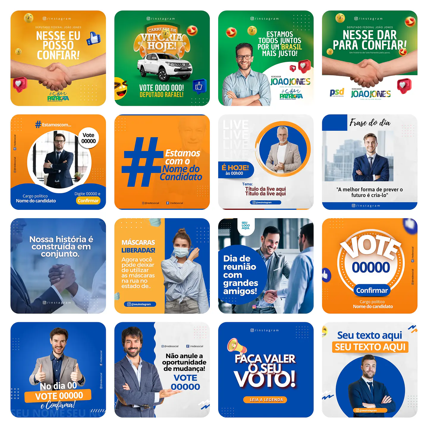 Pack Canva Campanha Política Templates Editáveis 70 Artes + Bônus 2