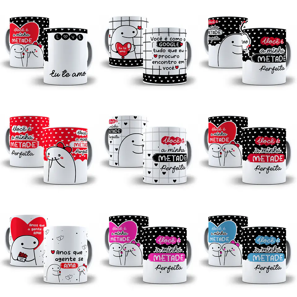 Pack Artes Canecas Sublimação Flork Namorados Arquivos Png 1