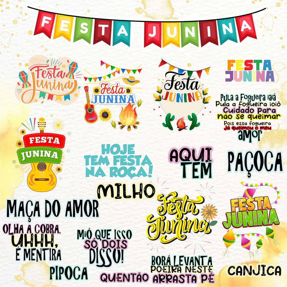 Kit Digital Flork Bento Memes Festa Junina Lt13 Arquivos Png e Jpg 2