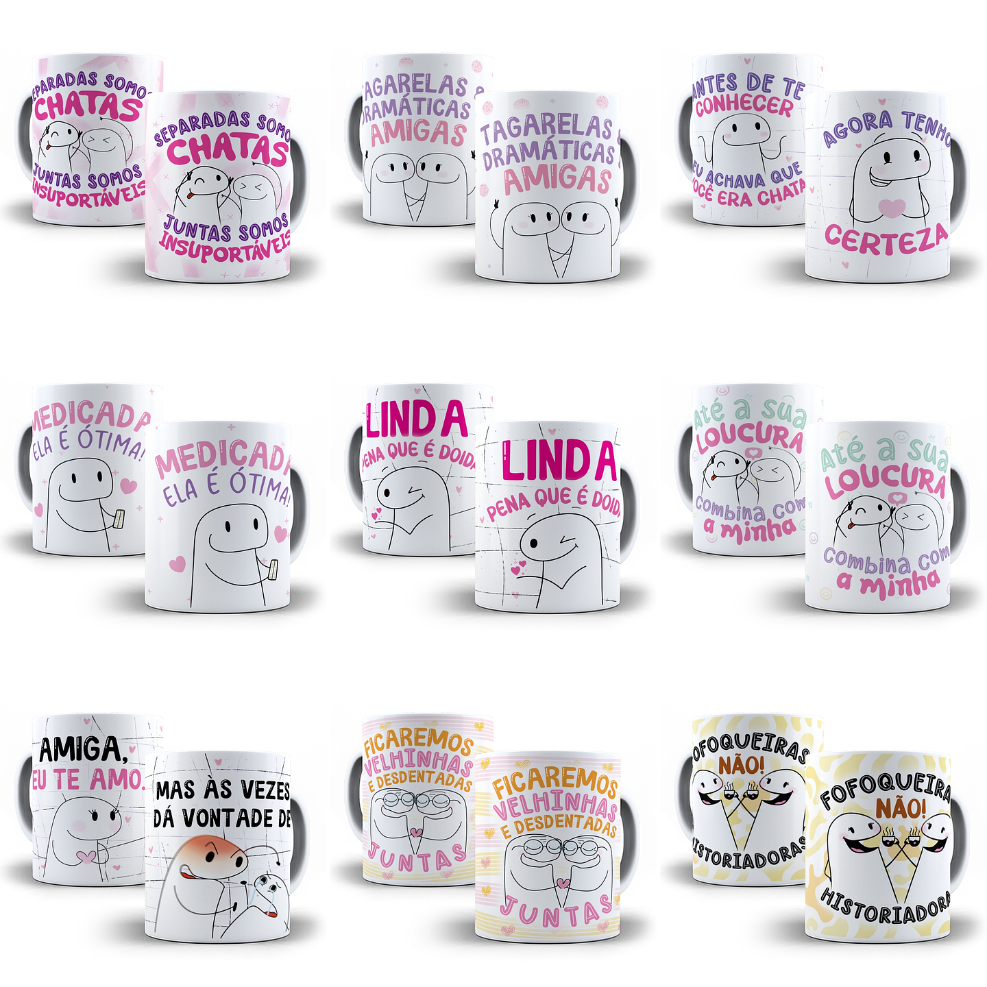 18 Artes Caneca Flork Amigas Editável Corel Draw + Png 1