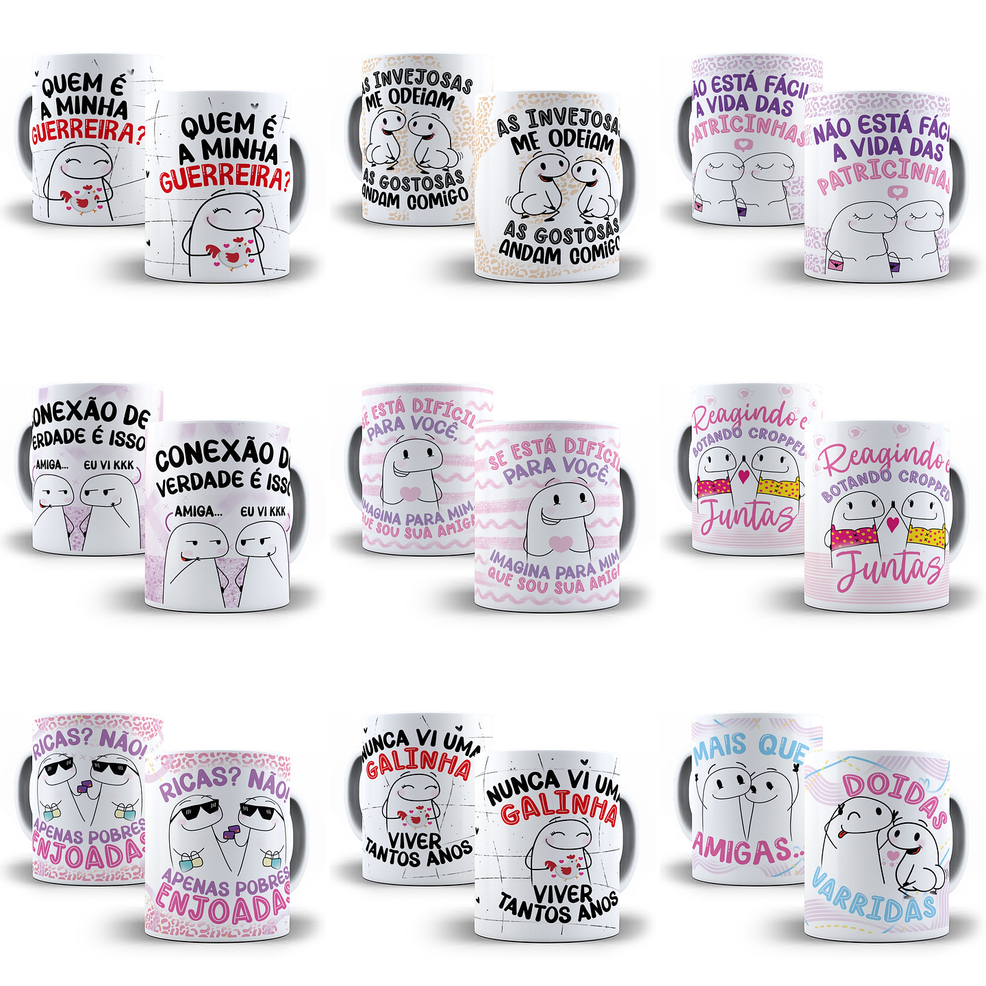 18 Artes Caneca Flork Amigas Editável Corel Draw + Png 2