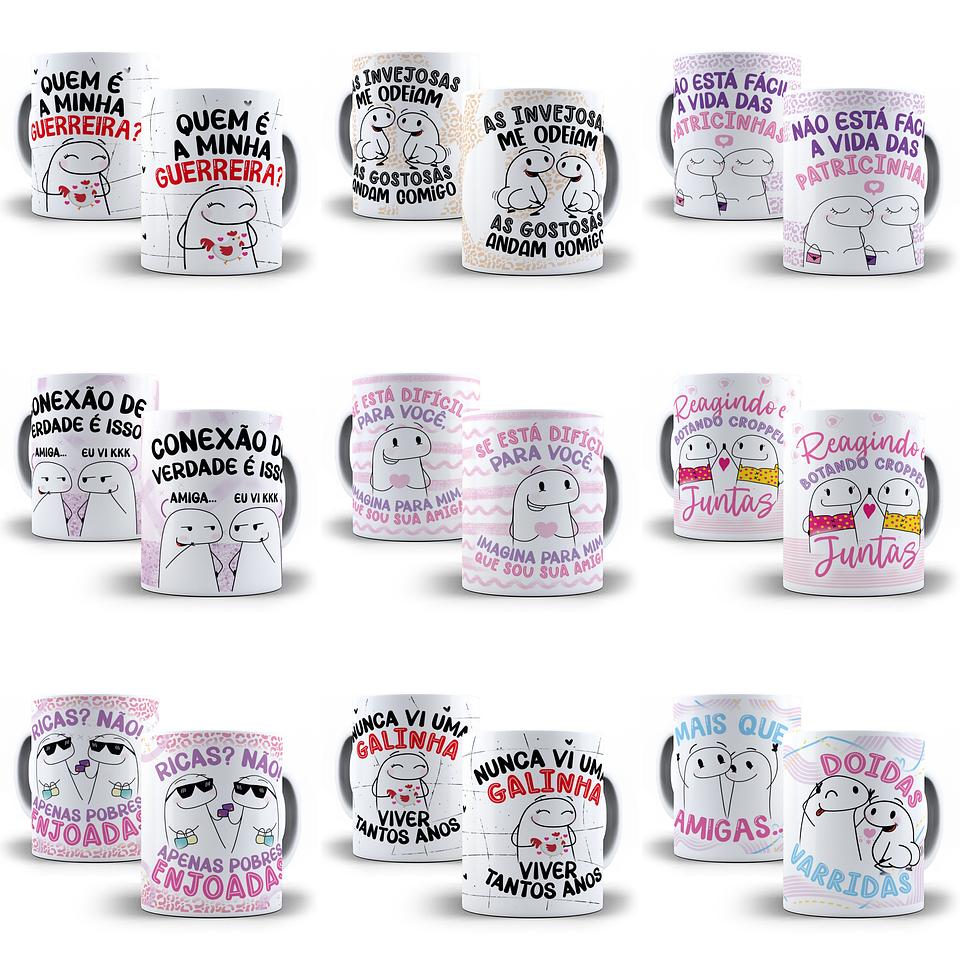 18 Artes Caneca Flork Amigas Editável Corel Draw + Png 2
