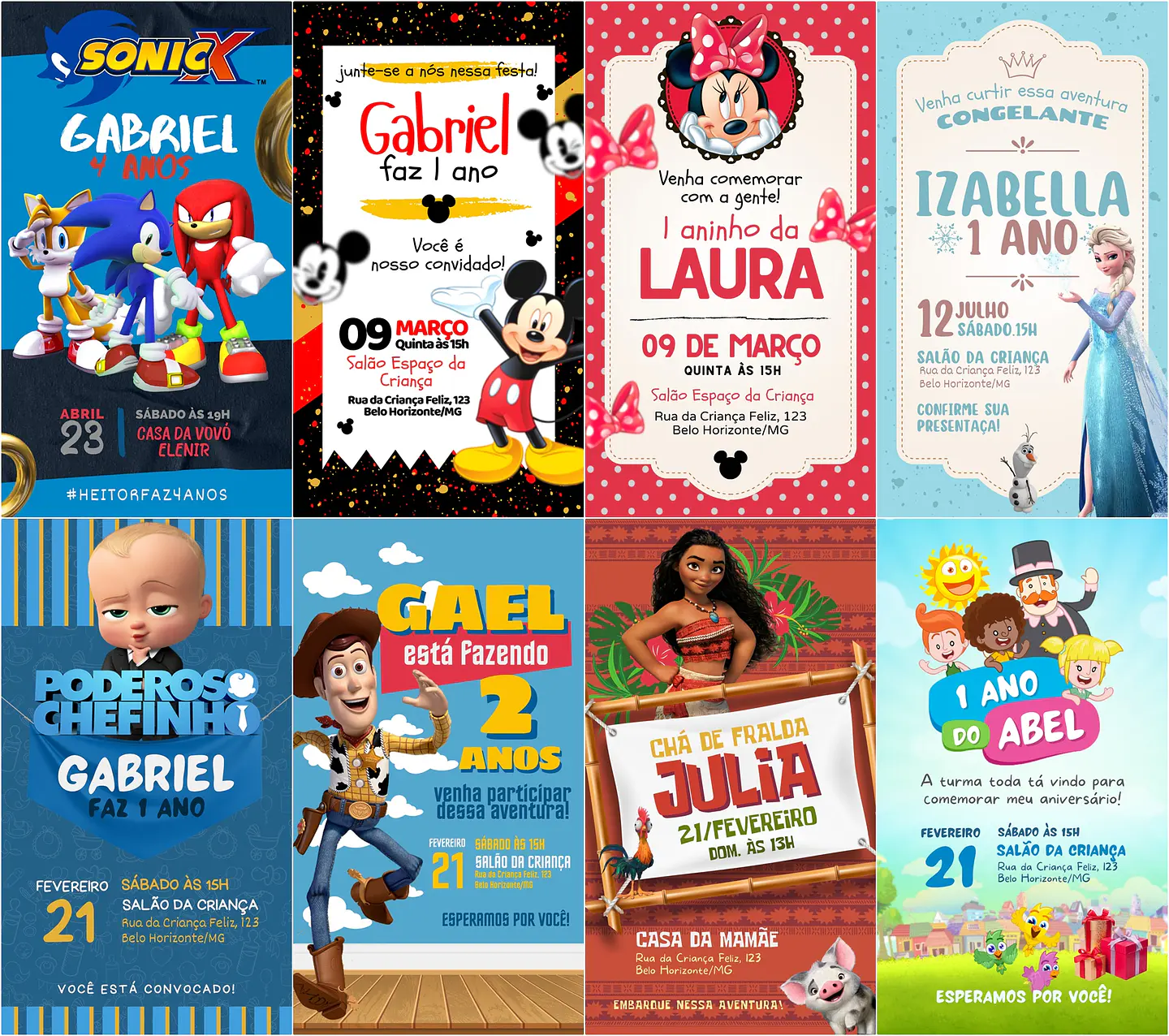 Pack Canva Convites Infantis Templates Editáveis 20 Artes 2