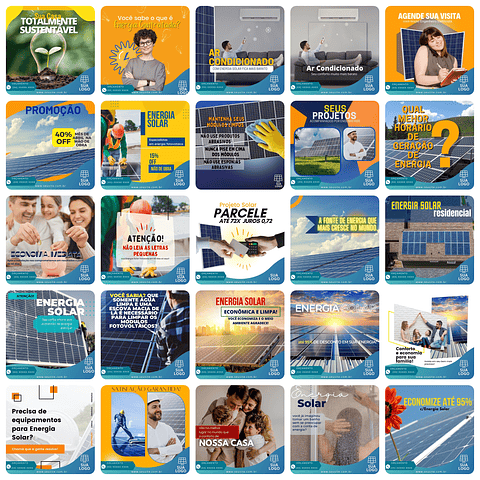 Pack Canva Energia Solar Templates Editáveis 200 Artes + Bônus