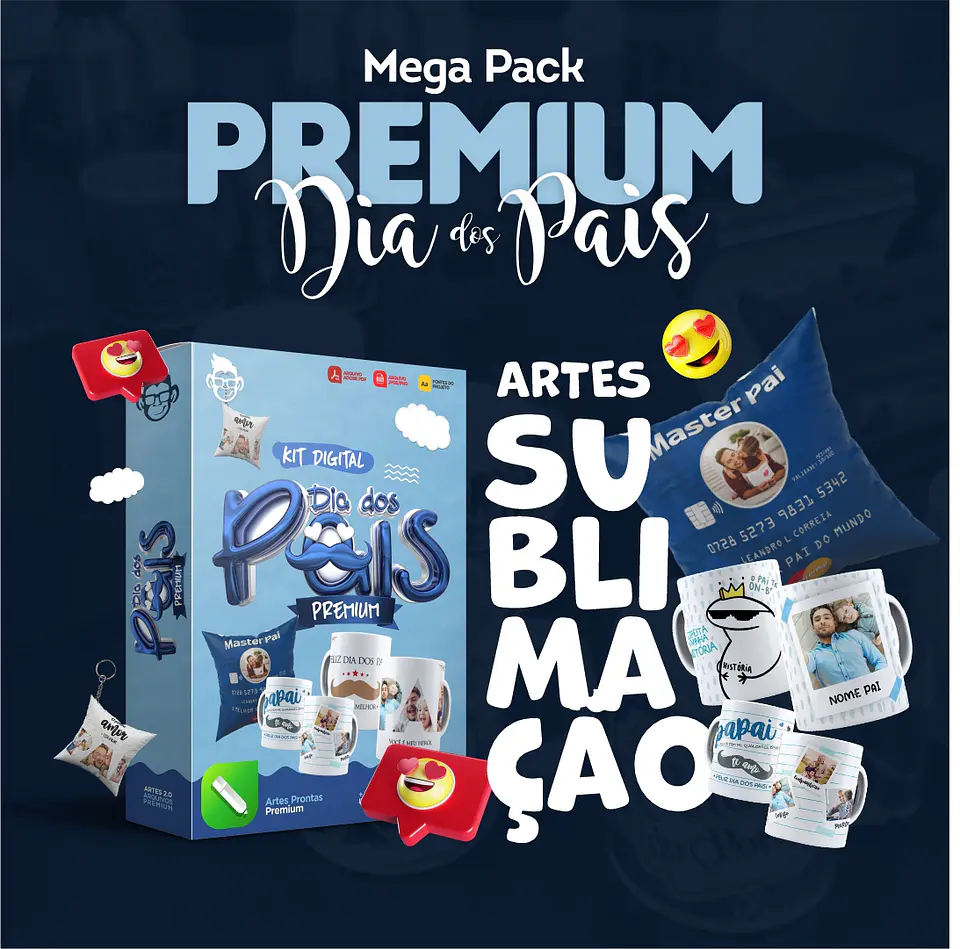 Artes Caneca Dia dos Pais Camisa Almofadas Completo Arquivos Jpg Png + Mockups  1