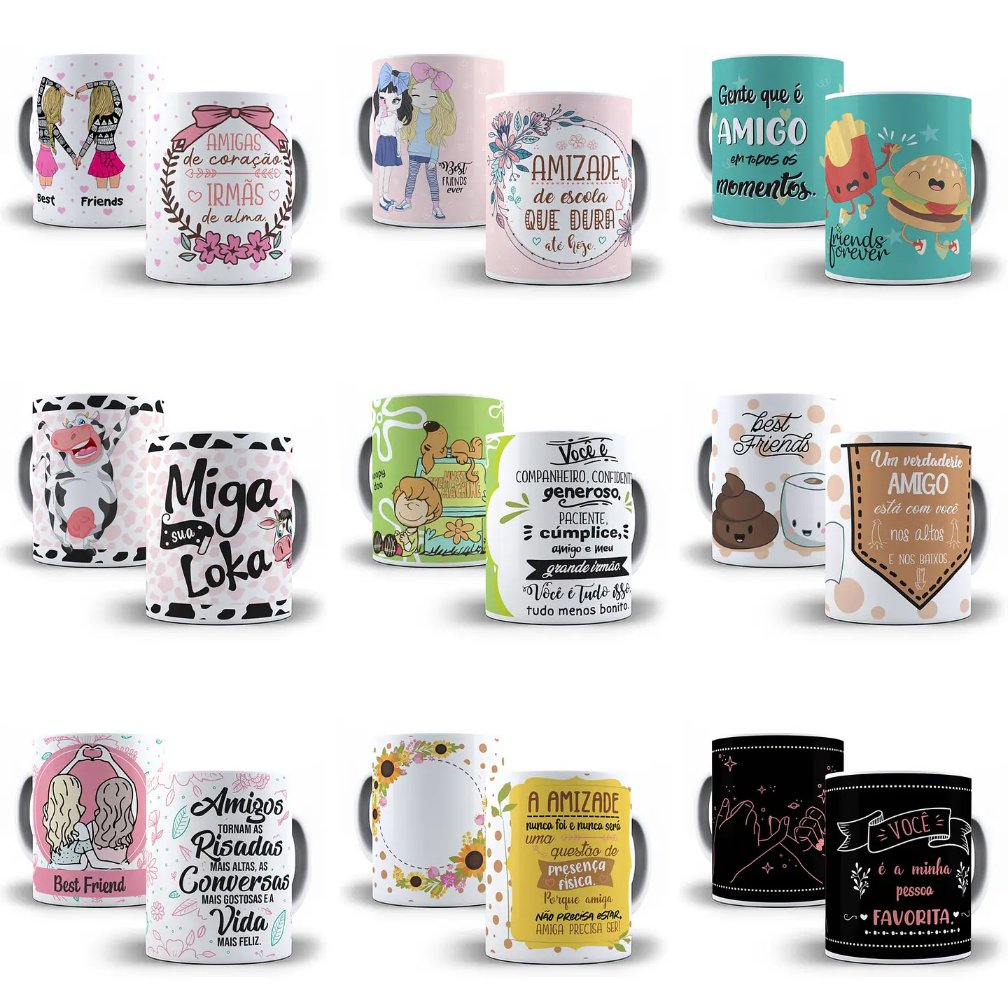 15 Artes Caneca Amizade Editável em Corel Draw  1