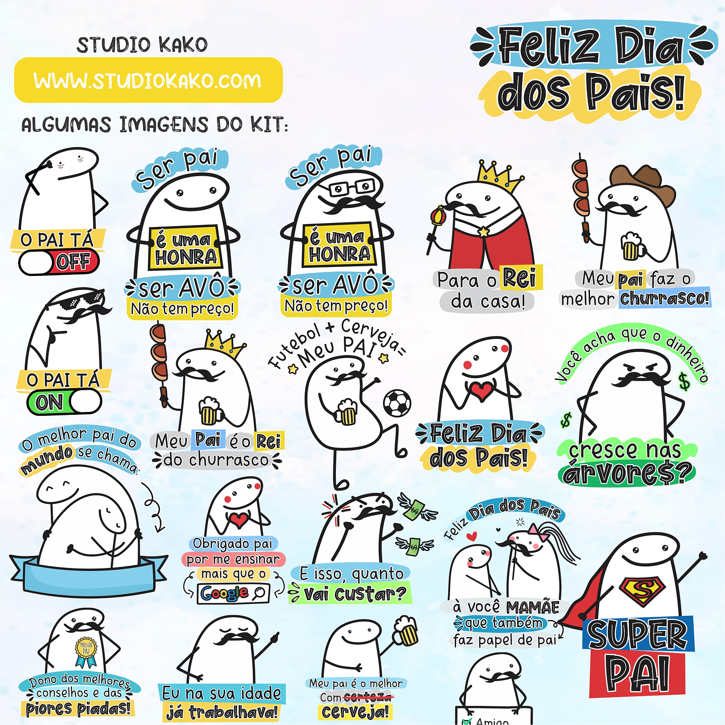 Kit Digital Dia dos Pais Flork Bento Memes Arquivos Png  2