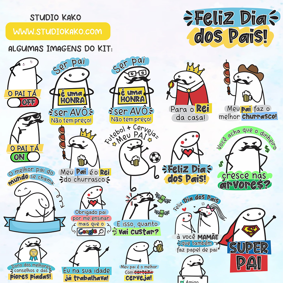 Kit Digital Dia dos Pais Flork Bento Memes Arquivos Png  2