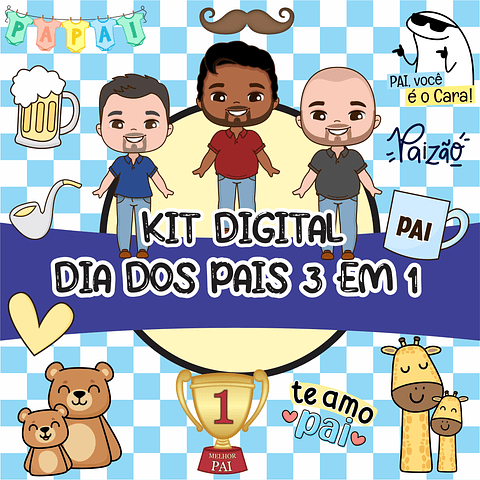 Kit Digital Dia dos Pais 3 em 1 Sublimação Arquivos Completo