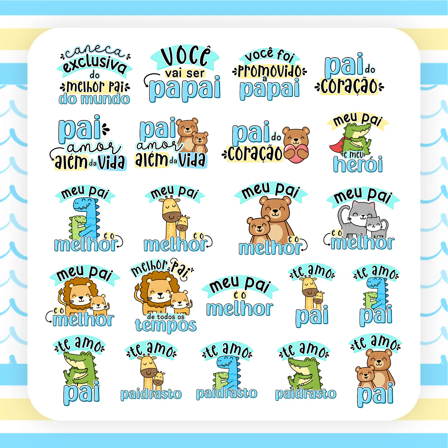 Kit Digital Dia dos Pais 3 em 1 Sublimação Arquivos Completo 2