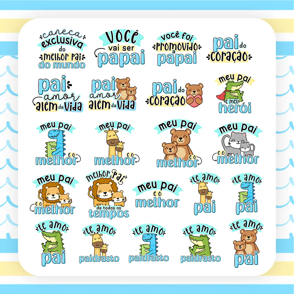 Kit Digital Dia dos Pais 3 em 1 Sublimação Arquivos Completo 2