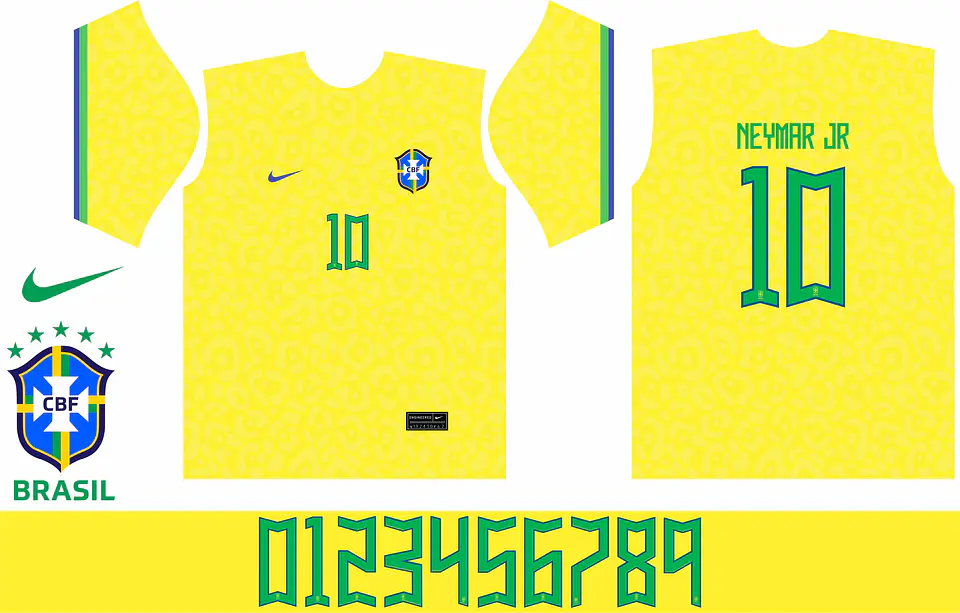 Arte Vetor Camisa Brasil 2022 Copa do Mundo Editáveis Corel Draw 1