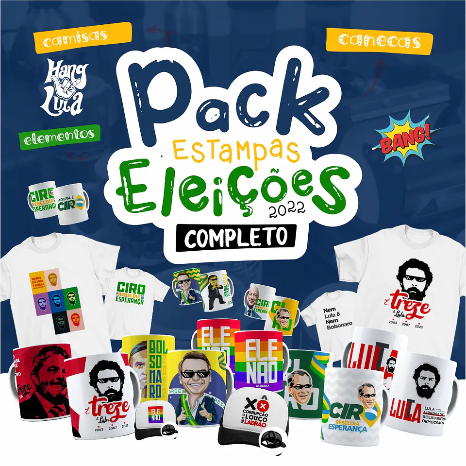 Pacote Artes Eleições Sublimação Caneca Camisas 2022 Completo 1