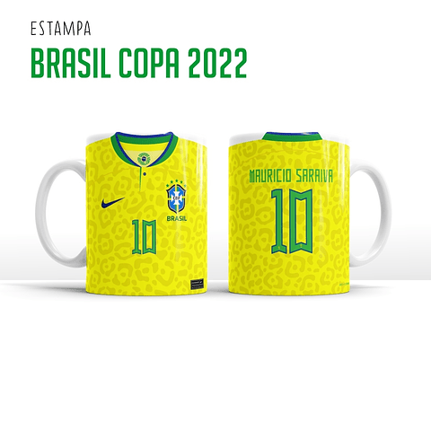 Arte Caneca Brasil Titular 2022 Arquivo Editável Pdf + Png