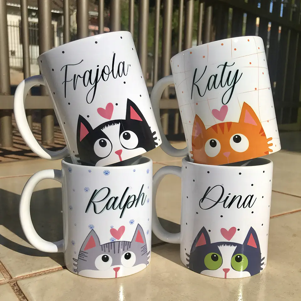  17 Artes Caneca Gatinhos Arquivos Pdf Editável + Png 1
