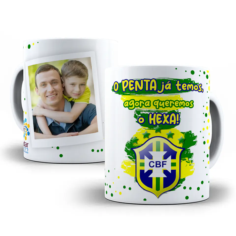 9 Artes Caneca Brasil Copa 2022 Editável em Corel Draw + Png 2