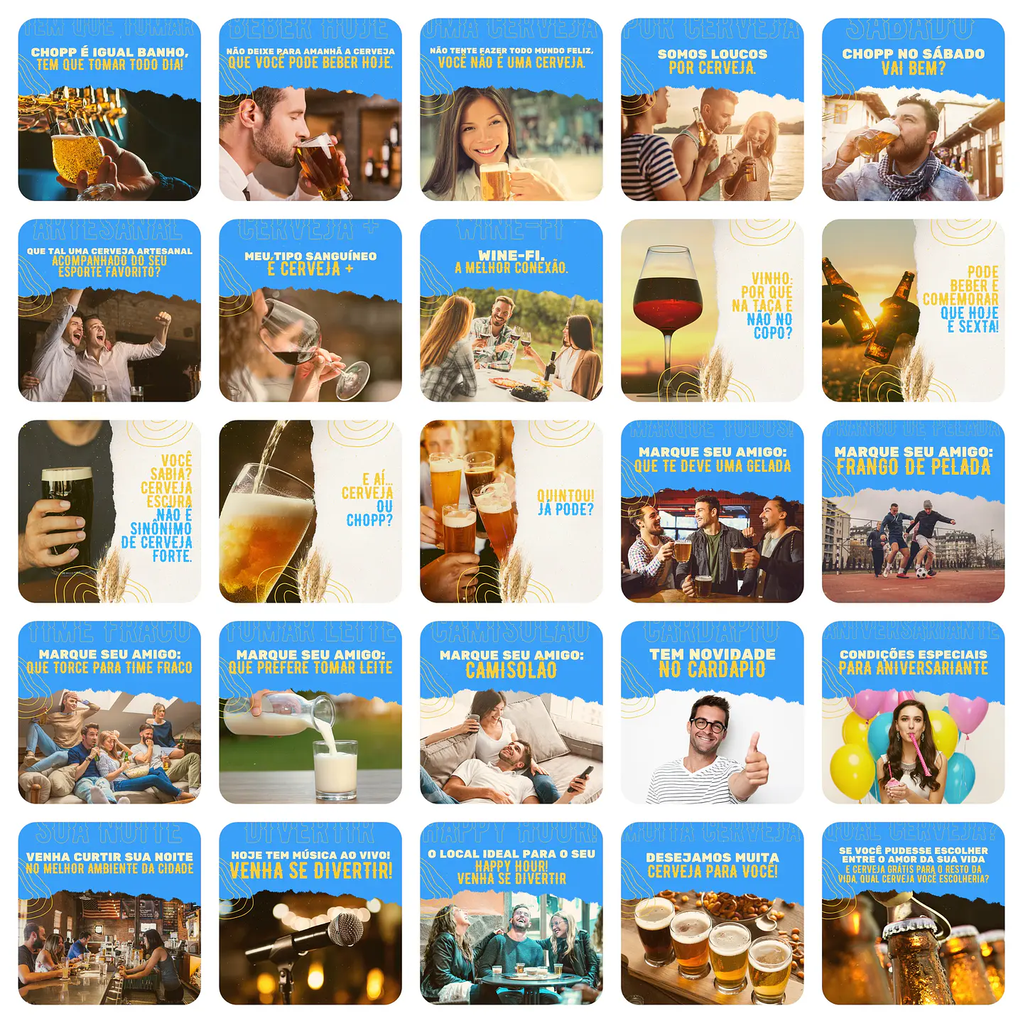 Pack Canva Bares Bar Cervejaria Templates Editáveis 200 Artes + Legendas 3