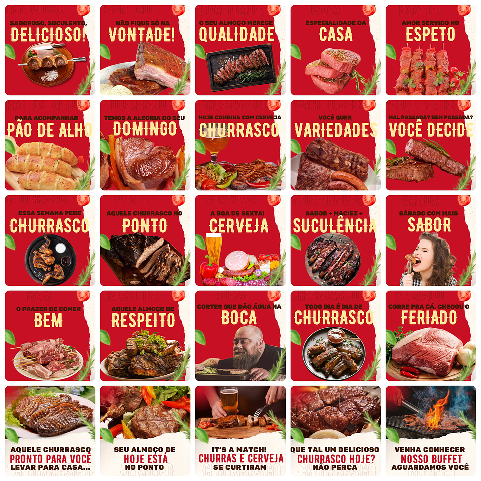 Pack Canva Churrascaria Templates Editáveis 200 Artes + Legendas 3