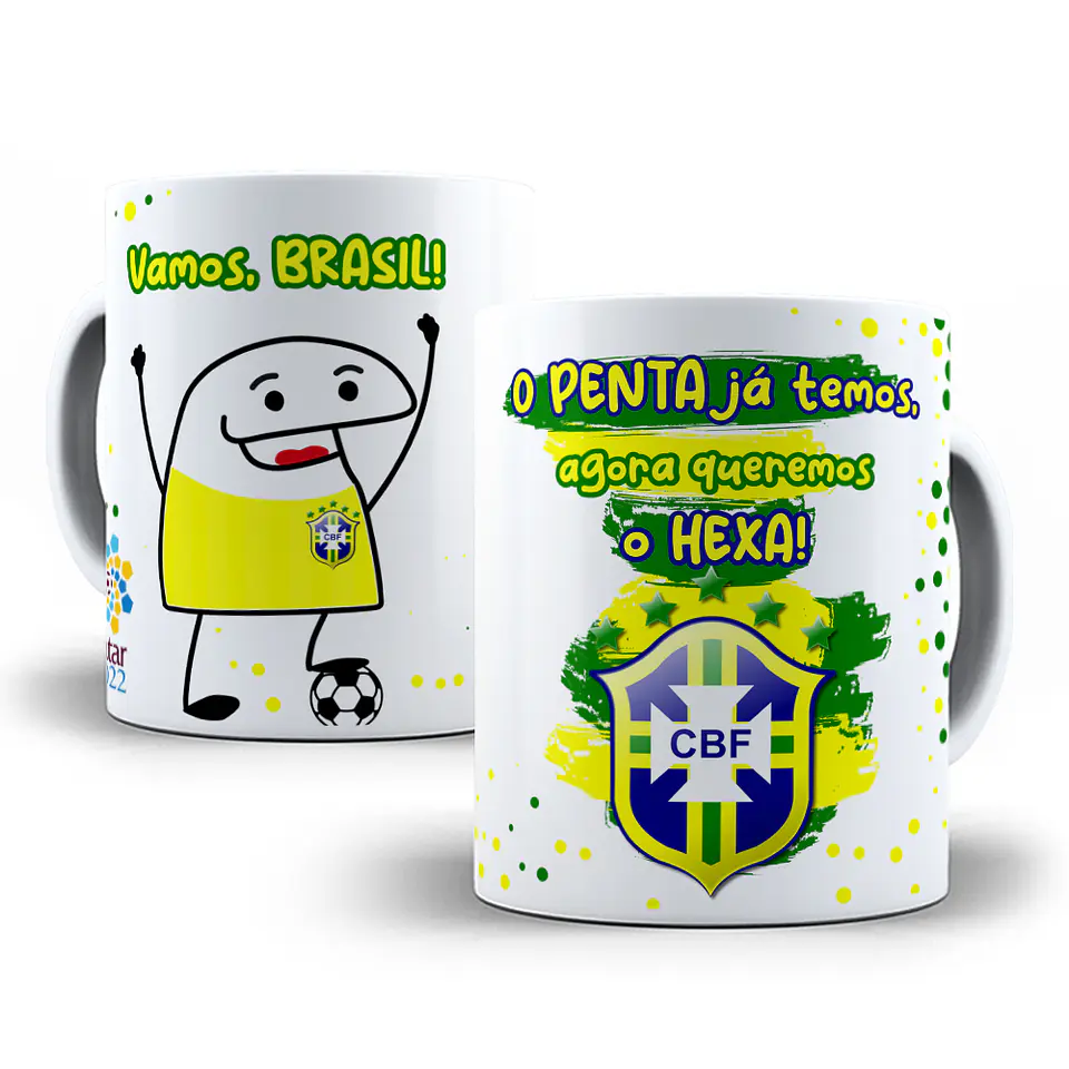 9 Artes Caneca Brasil Copa 2022 Editável em Corel Draw + Png 4