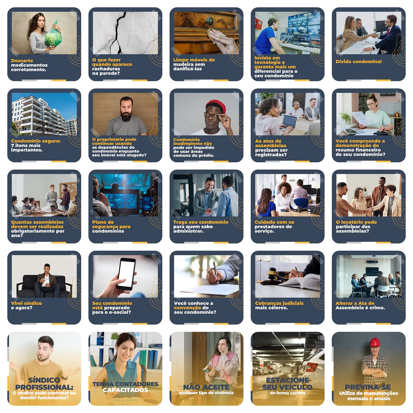 Pack Canva  Administração de Condomínios Templates Editáveis 200 Artes + Legendas 5
