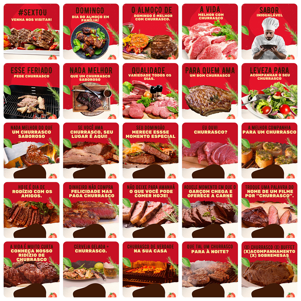 Pack Canva Churrascaria Templates Editáveis 200 Artes + Legendas 5