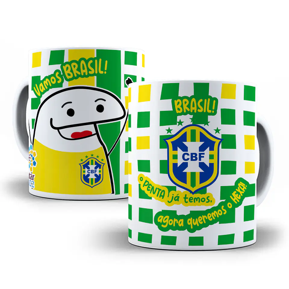 9 Artes Caneca Brasil Copa 2022 Editável em Corel Draw + Png 6