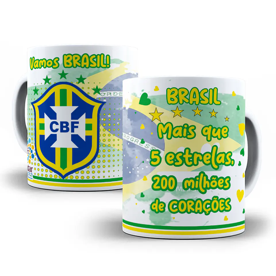 9 Artes Caneca Brasil Copa 2022 Editável em Corel Draw + Png 7