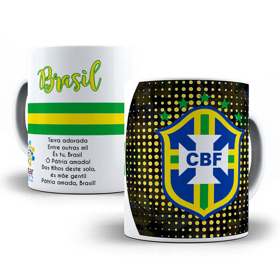 9 Artes Caneca Brasil Copa 2022 Editável em Corel Draw + Png 9