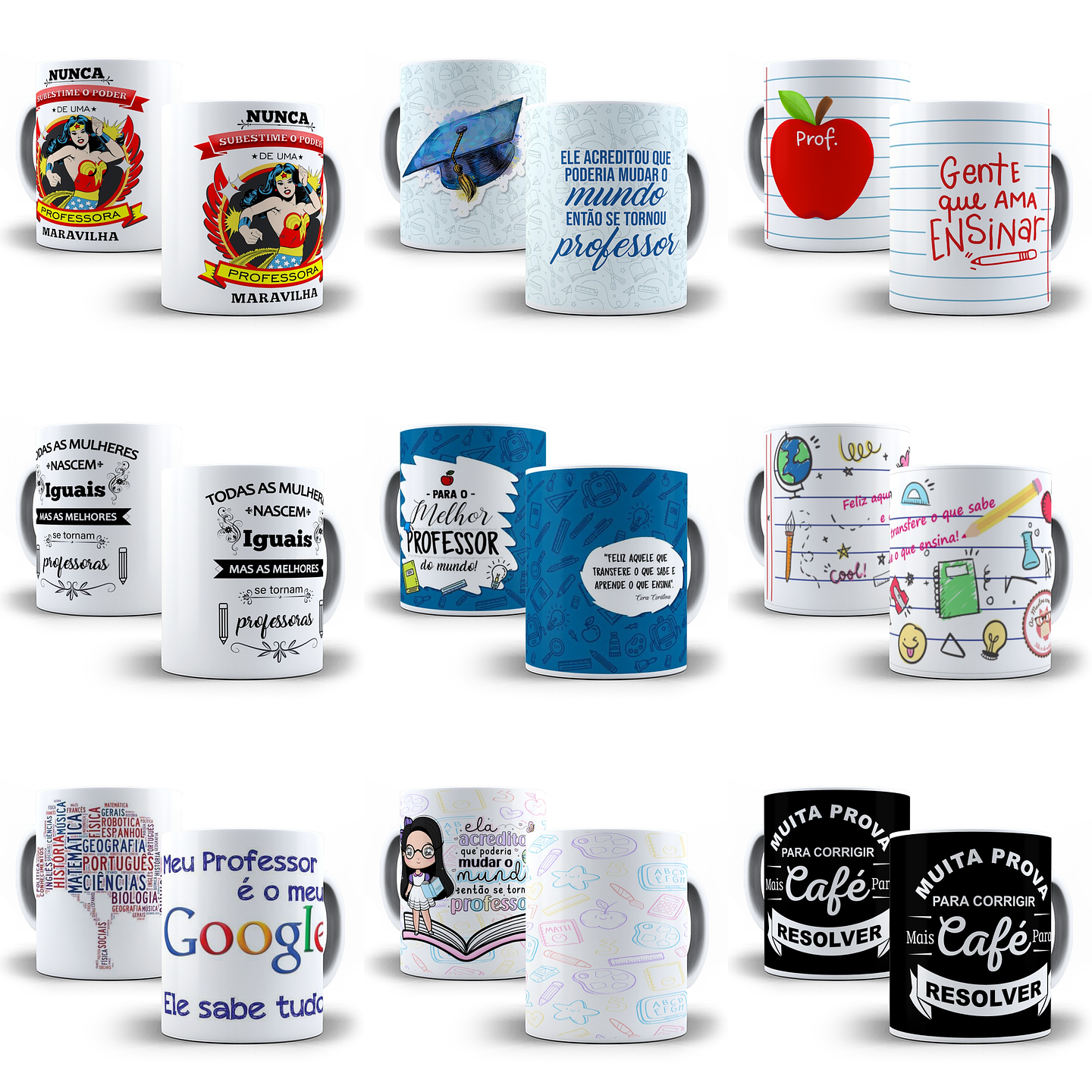 500 Artes Caneca Dia dos Professores Sublimação Arquivos em Corel Draw + Jpg 1