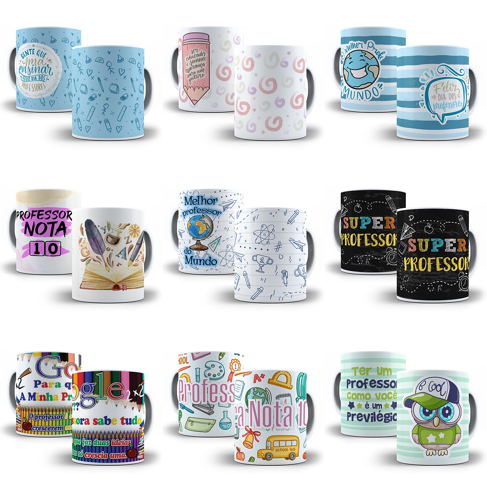500 Artes Caneca Dia dos Professores Sublimação Arquivos em Corel Draw + Jpg 2