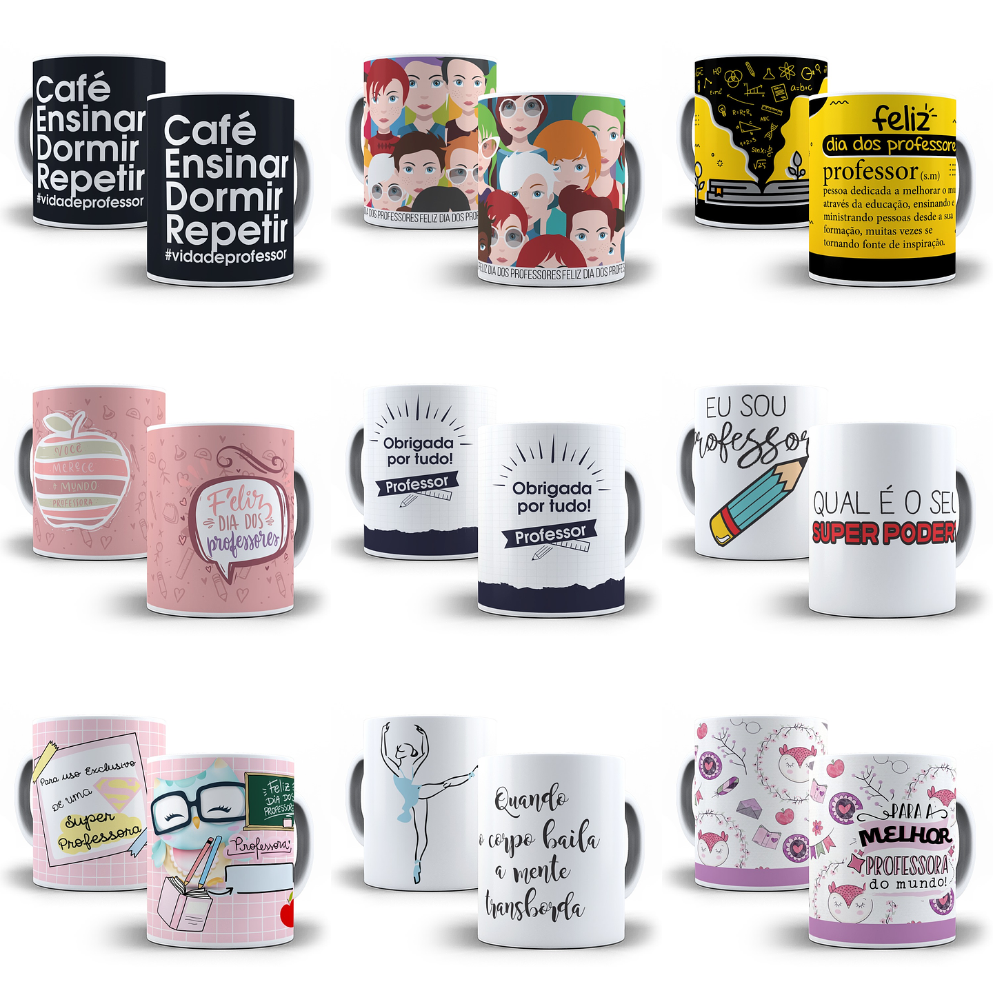 500 Artes Caneca Dia dos Professores Sublimação Arquivos em Corel Draw + Jpg 3