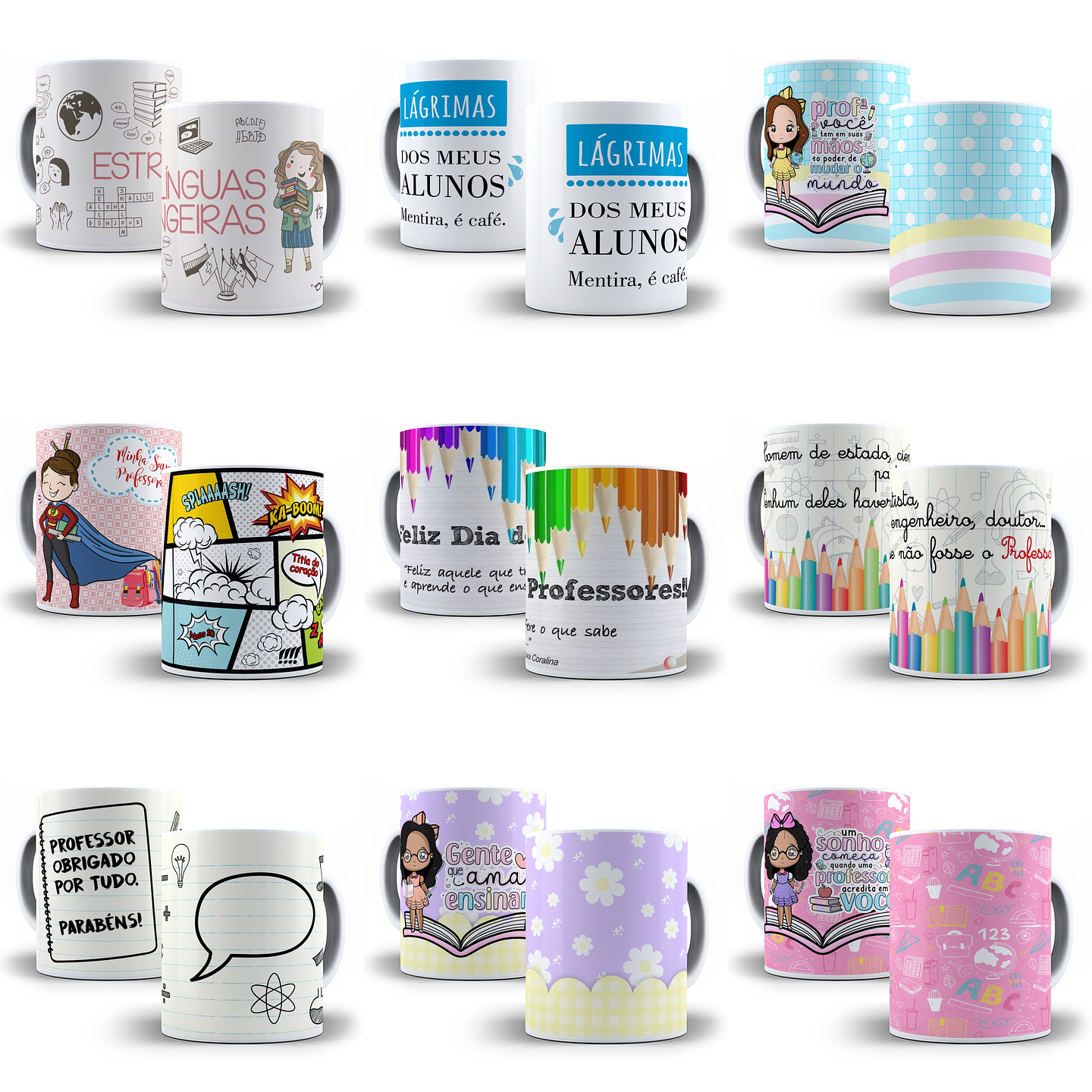 500 Artes Caneca Dia dos Professores Sublimação Arquivos em Corel Draw + Jpg 4