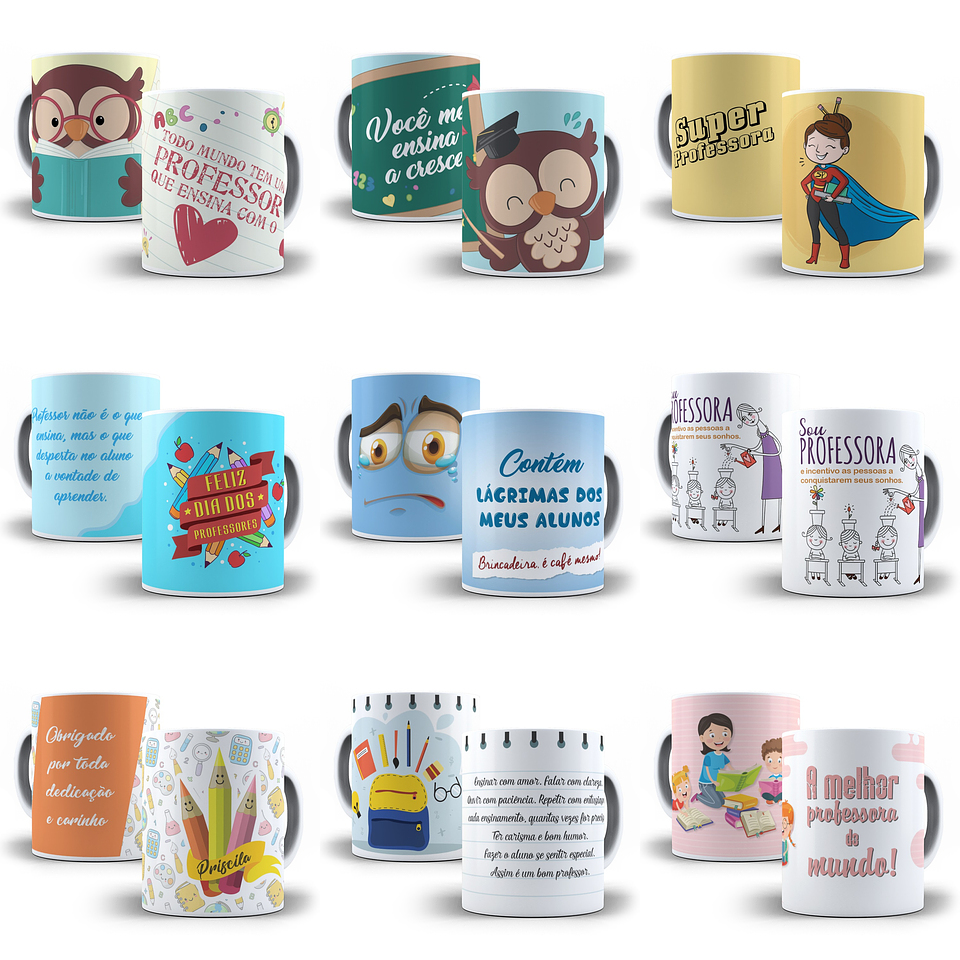 500 Artes Caneca Dia dos Professores Sublimação Arquivos em Corel Draw + Jpg 5