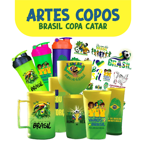 20 Artes Copos Brasil Copa do Mundo 2022 Arquivos Editáveis + Png