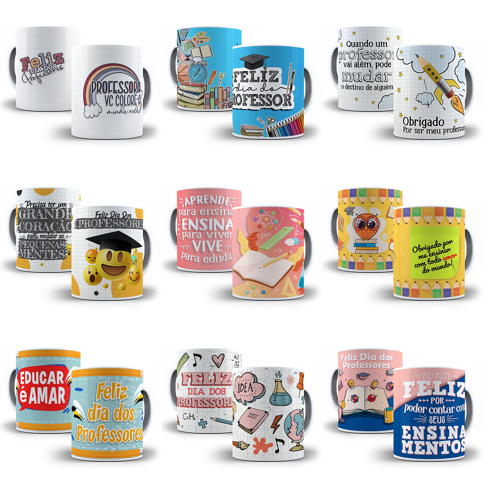 500 Artes Caneca Dia dos Professores Sublimação Arquivos em Corel Draw + Jpg 6
