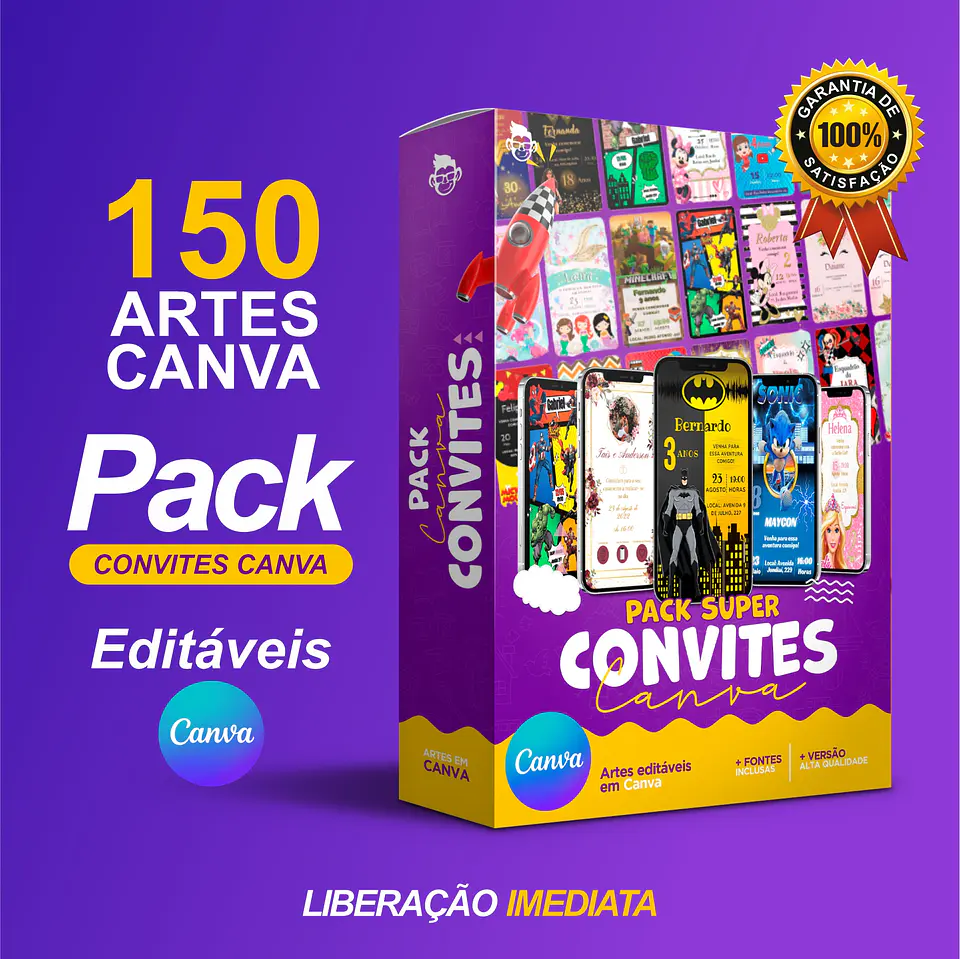 Pack Canva Convites Digitais Lucrativos Templates Editáveis 150 Artes 1
