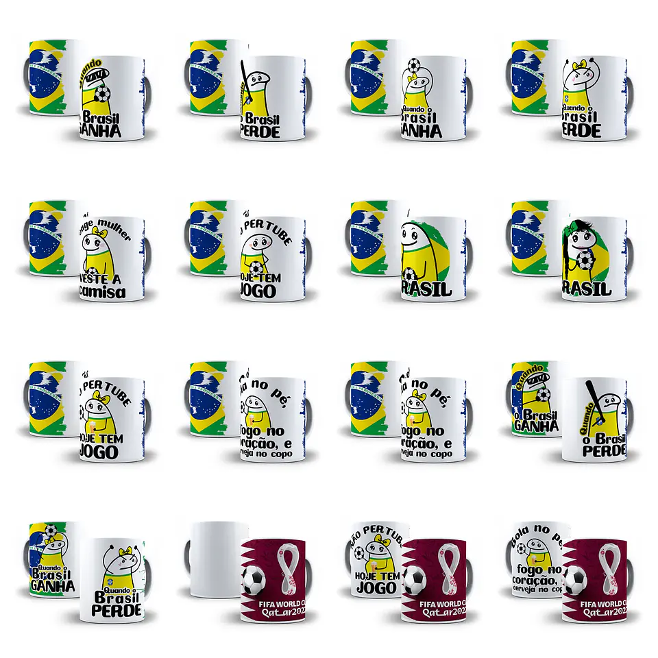 50 Arte Caneca Flork Brasil Torcedor Copa 2022 Arquivos Png 1