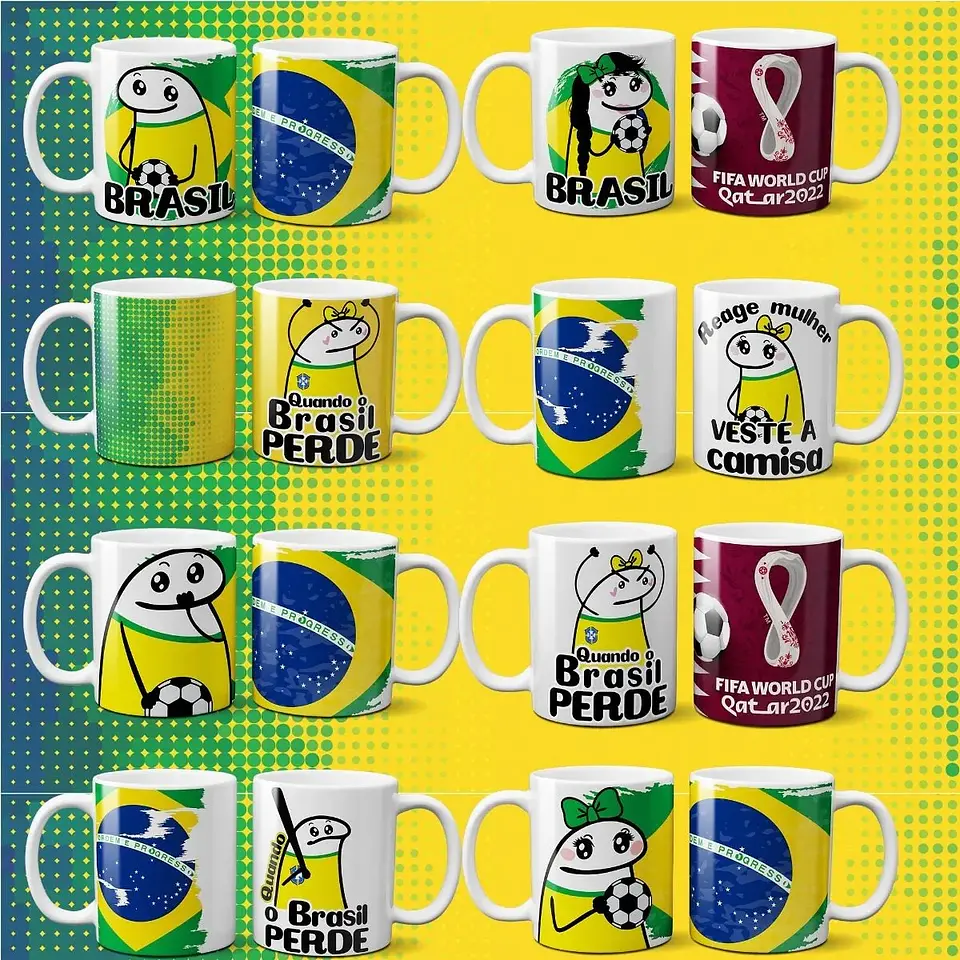 50 Arte Caneca Flork Brasil Torcedor Copa 2022 Arquivos Png 2