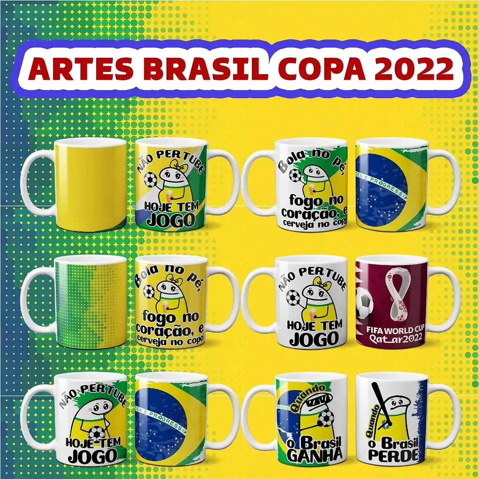 50 Arte Caneca Flork Brasil Torcedor Copa 2022 Arquivos Png 4
