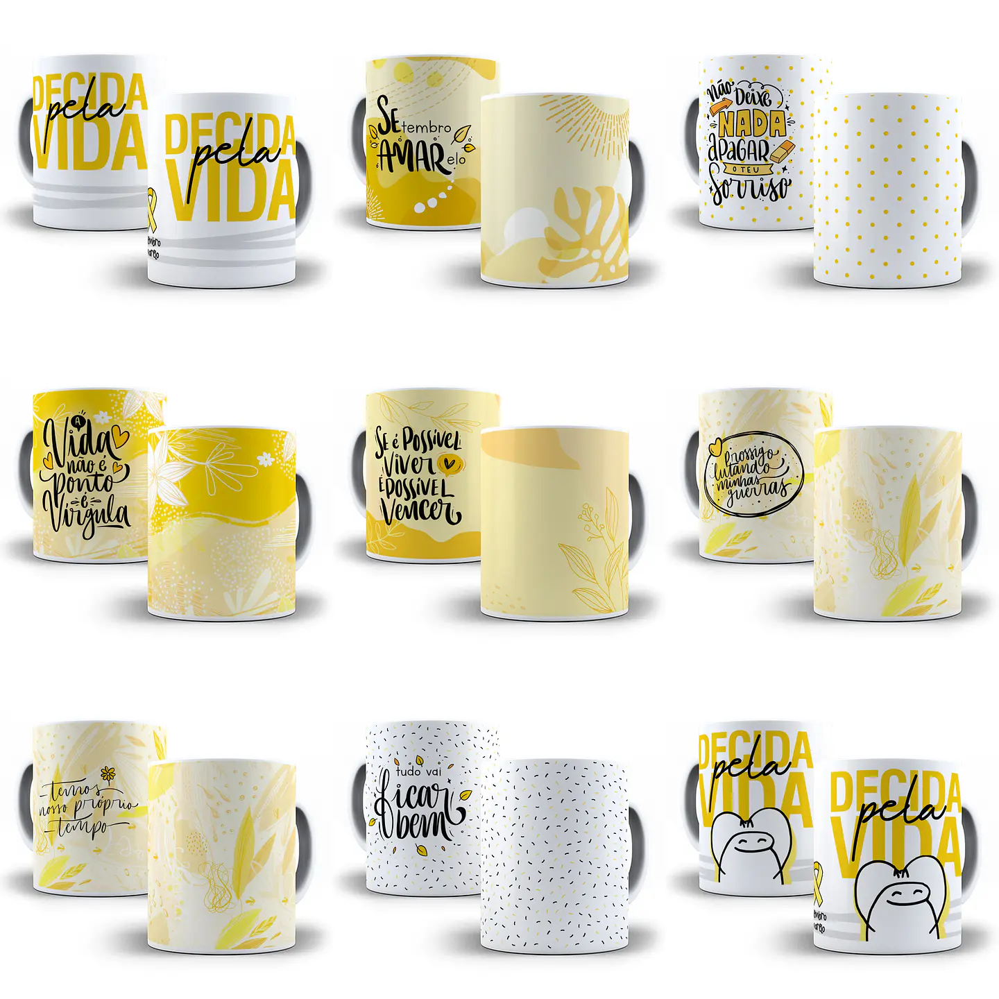 25 Artes Caneca e Camisa Setembro Amarelo Flork e Outros  Arquivos Sublimação Png 1