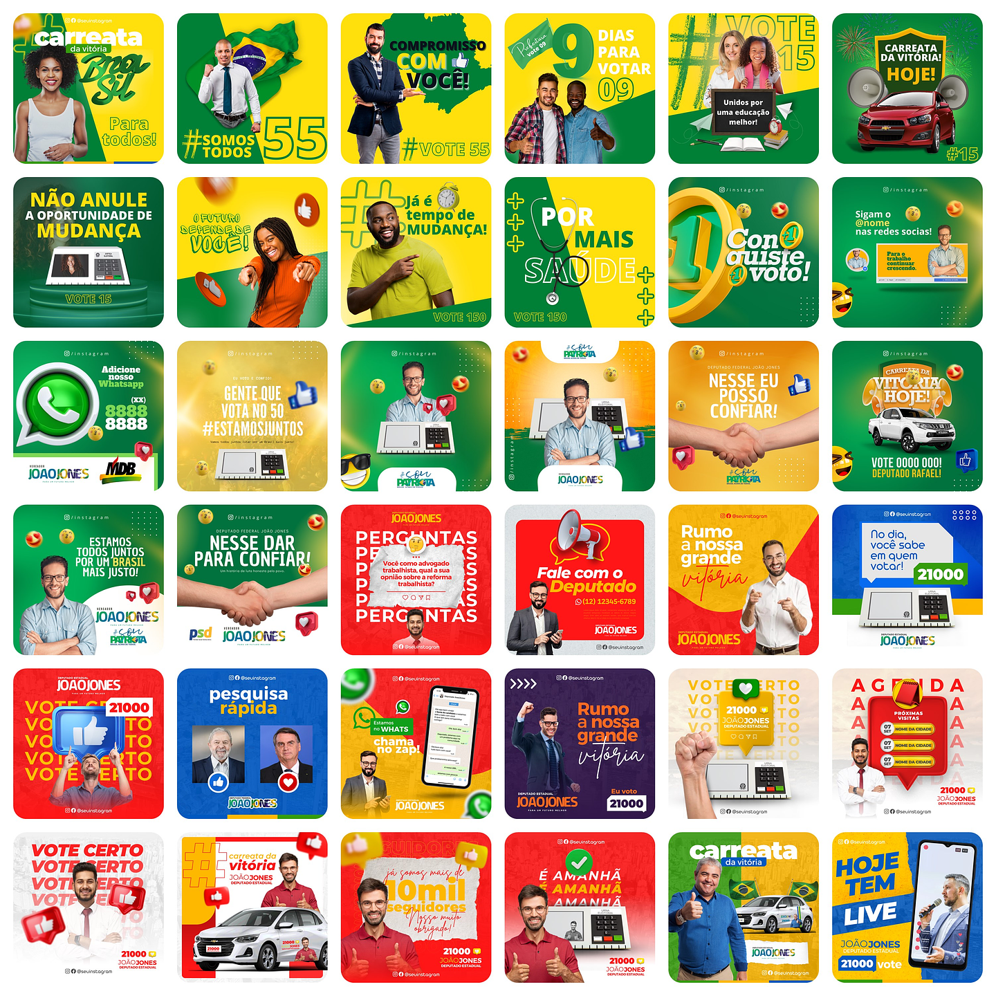 Pack Canva Campanha Política Eleições Templates Editáveis 230 Artes + Bônus 1