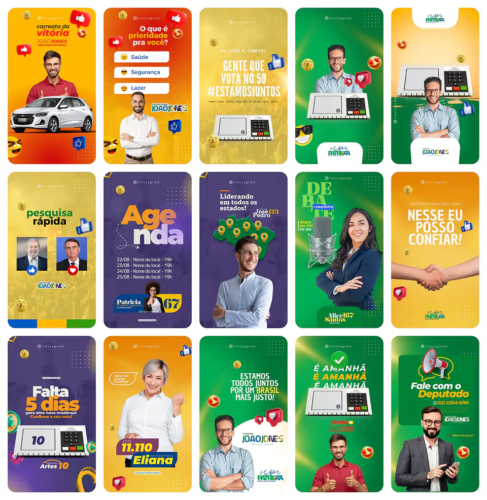 Pack Canva Campanha Política Eleição Templates Editáveis 45 Storie 1